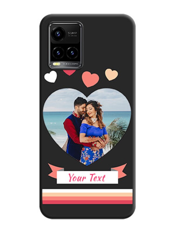 Custom Love Shaped Photo with Colorful Stripes on Personalised Space Black Soft Matte Cases - Vivo Y33s