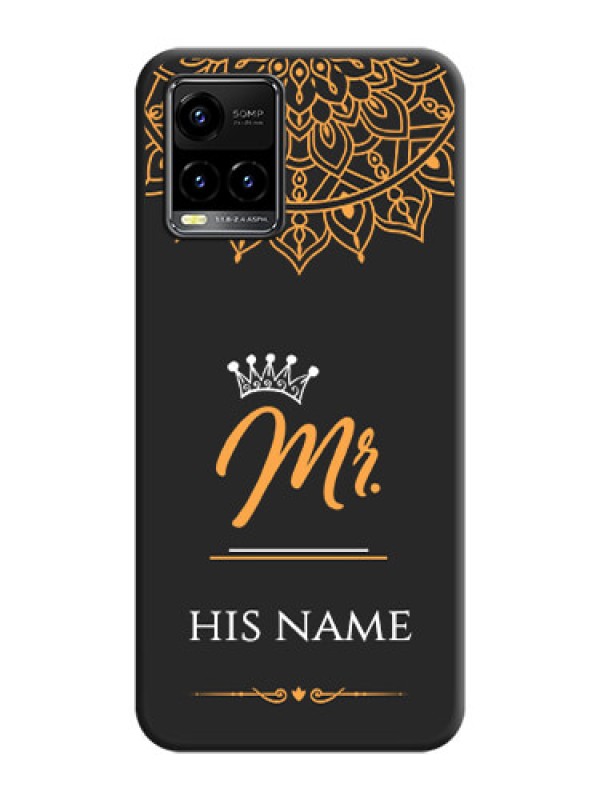 Custom Mr Name with Floral Design  on Personalised Space Black Soft Matte Cases - Vivo Y33s