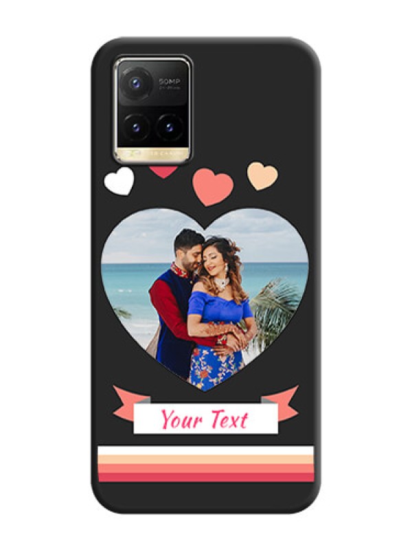 Custom Love Shaped Photo with Colorful Stripes on Personalised Space Black Soft Matte Cases - Vivo Y33T