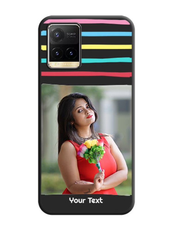 Custom Multicolor Lines with Image on Space Black Personalized Soft Matte Phone Covers - Vivo Y33T