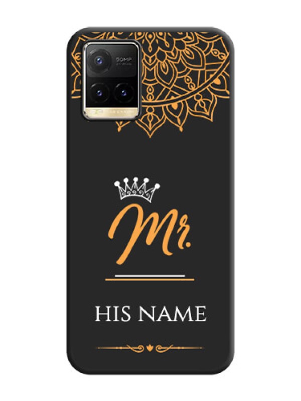 Custom Mr Name with Floral Design  on Personalised Space Black Soft Matte Cases - Vivo Y33T