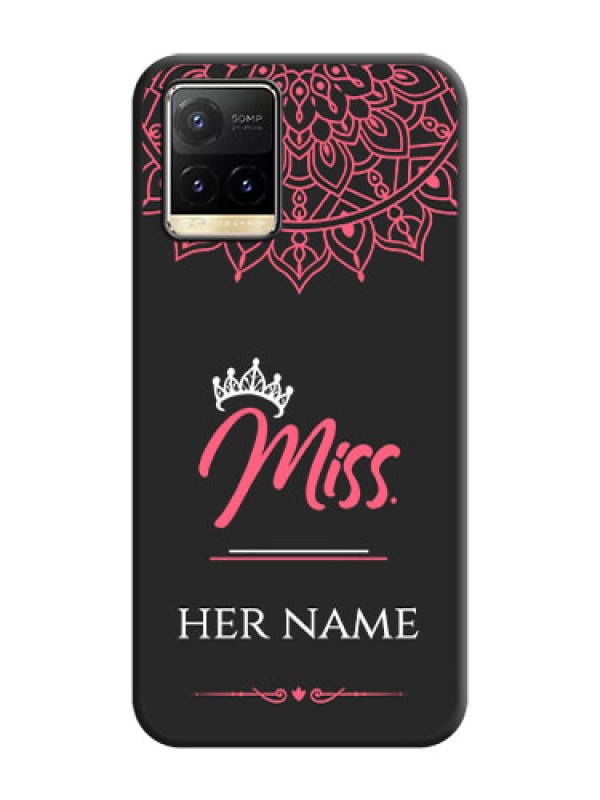 Custom Mrs Name with Floral Design on Space Black Personalized Soft Matte Phone Covers - Vivo Y33T
