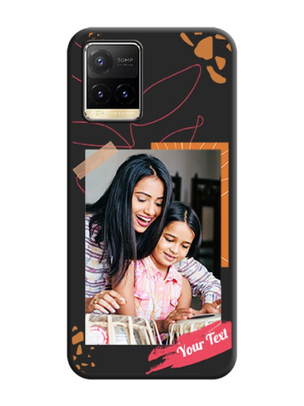Custom Orange Photo Frame on Space Black Custom Soft Matte Phone Back Cover - Vivo Y33T