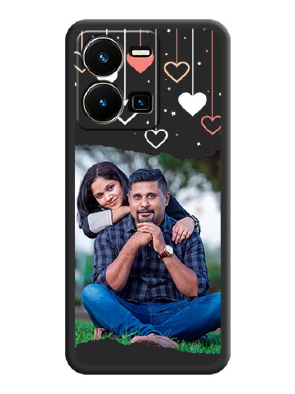 Custom Love Hangings with Splash Wave Picture on Space Black Custom Soft Matte Phone Back Cover - Vivo Y35