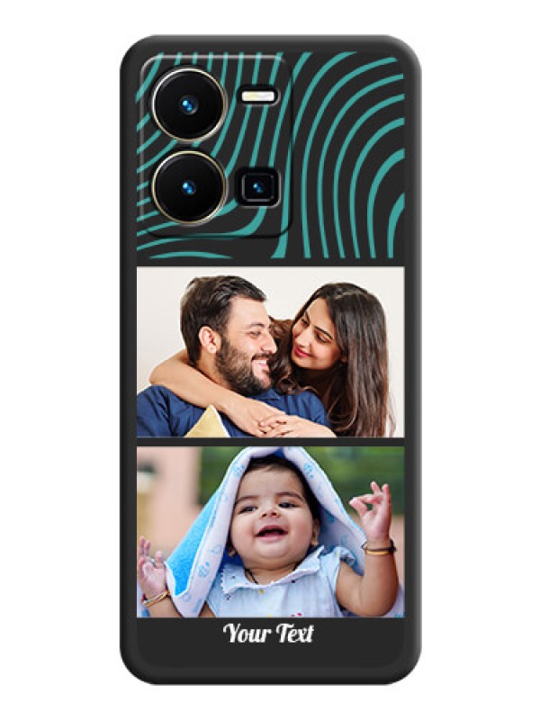 Custom Wave Pattern with 2 Image Holder on Space Black Personalized Soft Matte Phone Covers - Vivo Y35