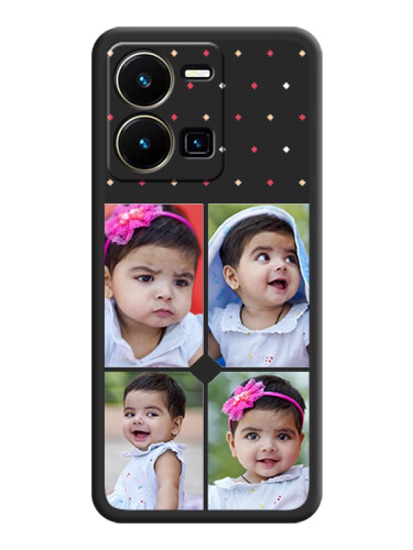 Custom Multicolor Dotted Pattern with 4 Image Holder on Space Black Custom Soft Matte Phone Cases - Vivo Y35