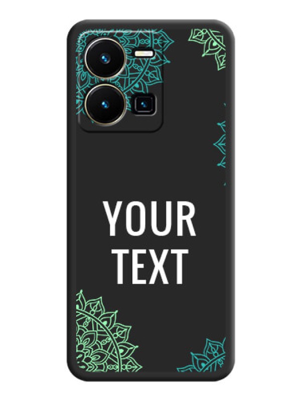 Custom Your Name with Floral Design on Space Black Custom Soft Matte Back Cover - Vivo Y35