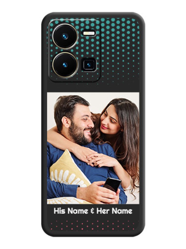 Custom Faded Dots with Grunge Photo Frame and Text on Space Black Custom Soft Matte Phone Cases - Vivo Y35