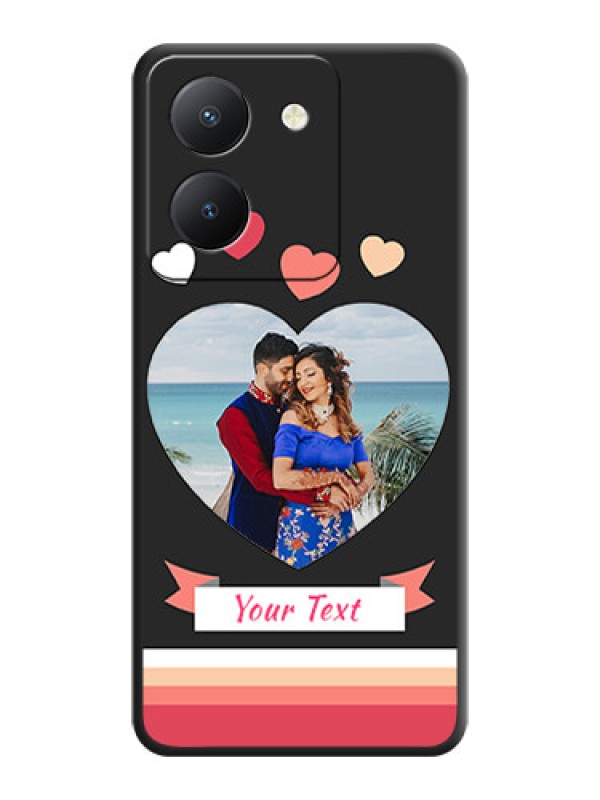 Custom Love Shaped Photo with Colorful Stripes on Personalised Space Black Soft Matte Cases - Vivo Y36