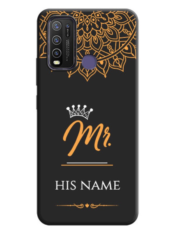 Custom Mr Name with Floral Design  on Personalised Space Black Soft Matte Cases - Vivo Y50