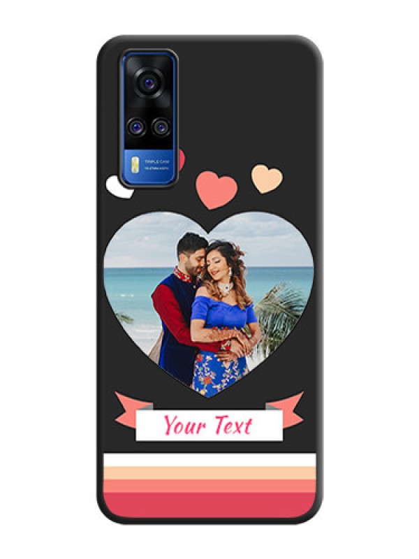 Custom Love Shaped Photo with Colorful Stripes on Personalised Space Black Soft Matte Cases - Vivo Y51