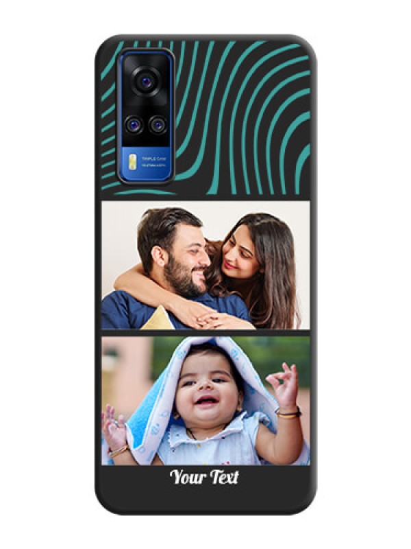 Custom Wave Pattern with 2 Image Holder on Space Black Personalized Soft Matte Phone Covers - Vivo Y51