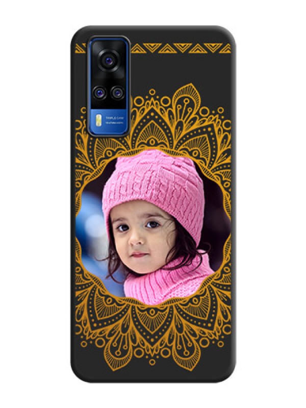 Custom Round Image with Floral Design on Photo on Space Black Soft Matte Mobile Cover - Vivo Y51