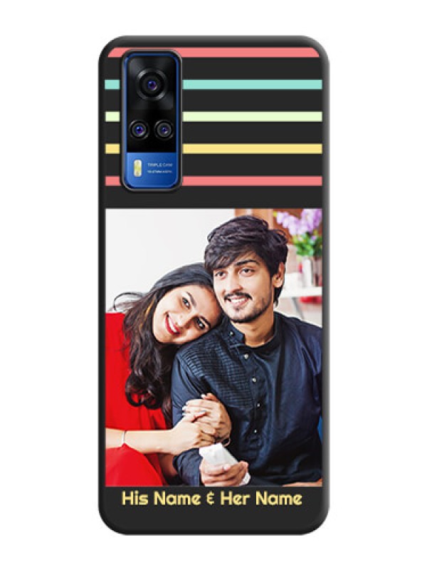 Custom Color Stripes with Photo and Text on Photo on Space Black Soft Matte Mobile Case - Vivo Y51