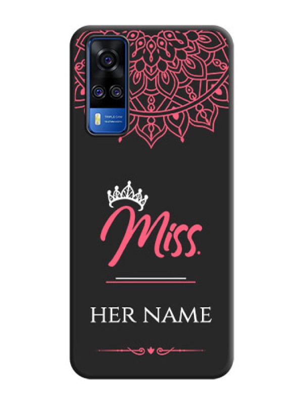 Custom Mrs Name with Floral Design on Space Black Personalized Soft Matte Phone Covers - Vivo Y51