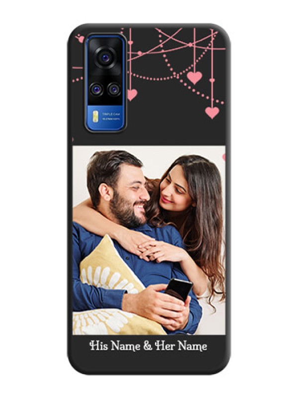 Custom Pink Love Hangings with Text on Space Black Custom Soft Matte Back Cover - Vivo Y51A