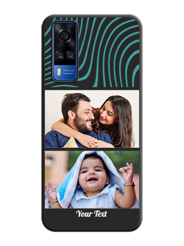 Custom Wave Pattern with 2 Image Holder on Space Black Personalized Soft Matte Phone Covers - Vivo Y51A