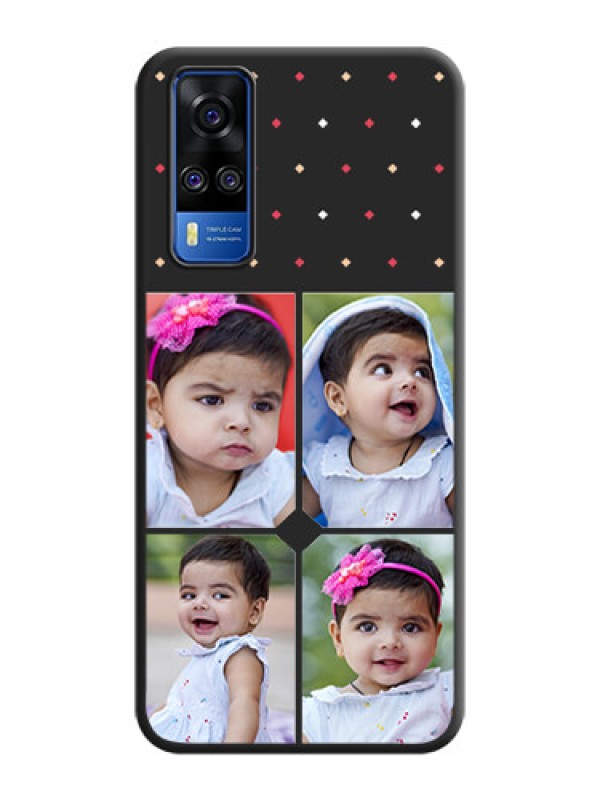 Custom Multicolor Dotted Pattern with 4 Image Holder on Space Black Custom Soft Matte Phone Cases - Vivo Y51A