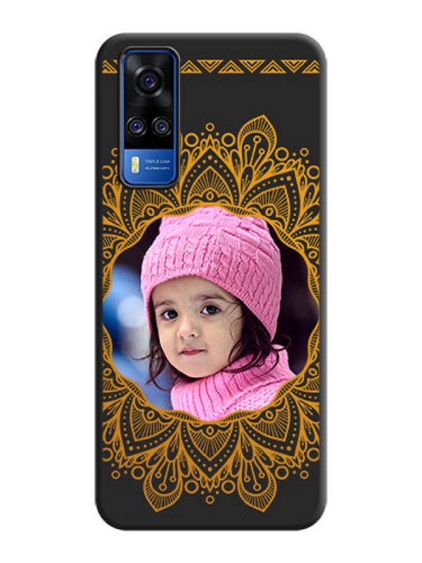 Custom Round Image with Floral Design on Photo on Space Black Soft Matte Mobile Cover - Vivo Y51A