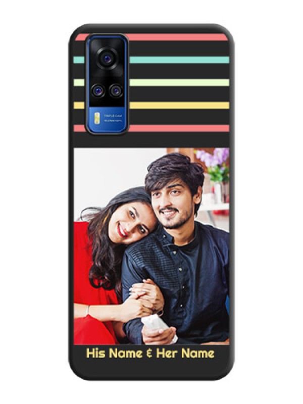 Custom Color Stripes with Photo and Text on Photo on Space Black Soft Matte Mobile Case - Vivo Y51A