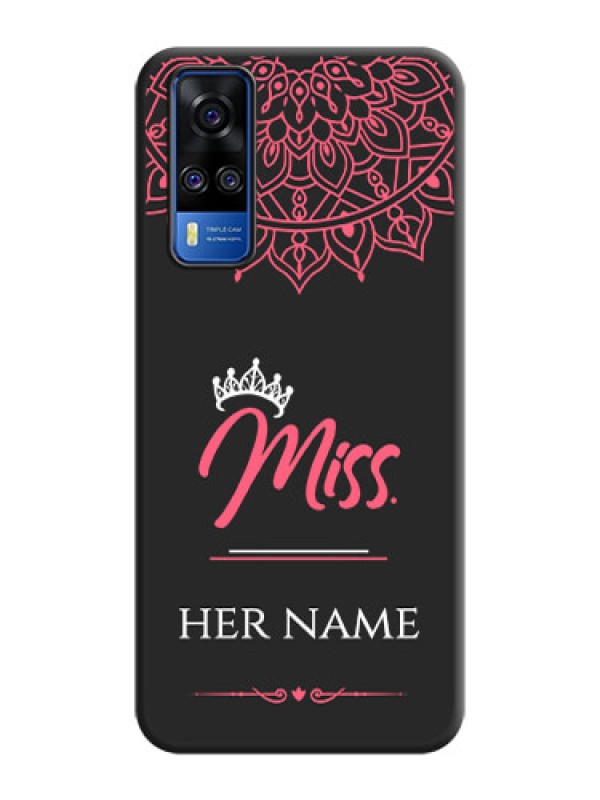 Custom Mrs Name with Floral Design on Space Black Personalized Soft Matte Phone Covers - Vivo Y51A