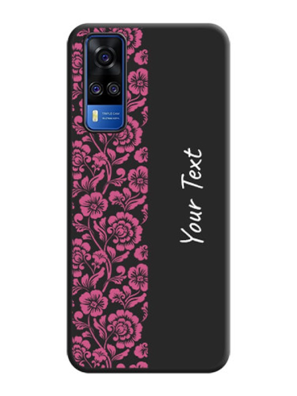 Custom Pink Floral Pattern Design With Custom Text On Space Black Personalized Soft Matte Phone Covers -Vivo Y51A