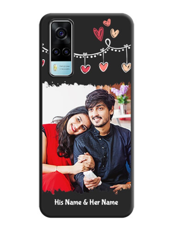 Custom Pink Love Hangings with Name on Space Black Custom Soft Matte Phone Cases - Vivo Y53s