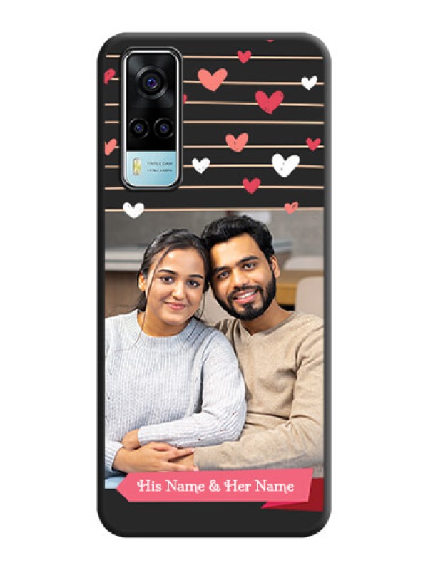 Custom Love Pattern with Name on Pink Ribbon  on Photo on Space Black Soft Matte Back Cover - Vivo Y53s