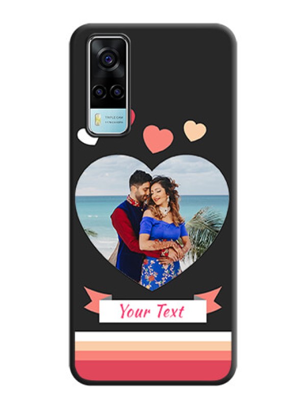 Custom Love Shaped Photo with Colorful Stripes on Personalised Space Black Soft Matte Cases - Vivo Y53s