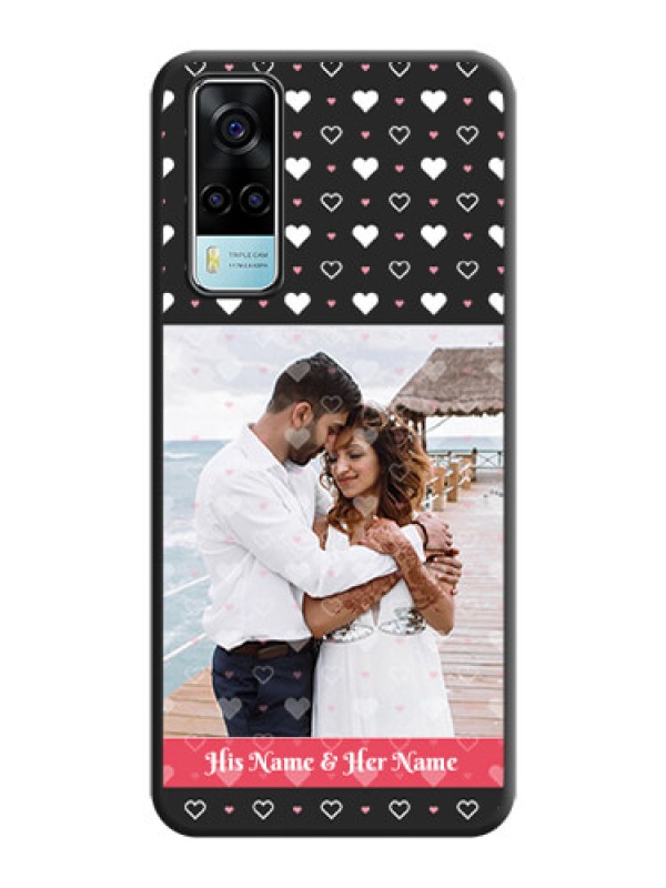 Custom White Color Love Symbols with Text Design on Photo on Space Black Soft Matte Phone Cover - Vivo Y53s
