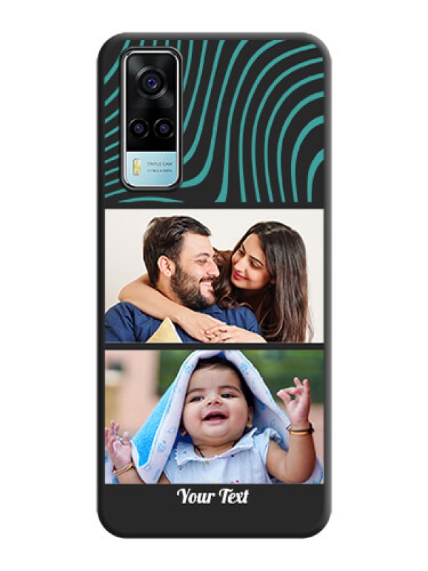 Custom Wave Pattern with 2 Image Holder on Space Black Personalized Soft Matte Phone Covers - Vivo Y53s
