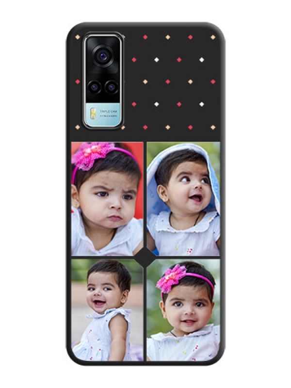 Custom Multicolor Dotted Pattern with 4 Image Holder on Space Black Custom Soft Matte Phone Cases - Vivo Y53s