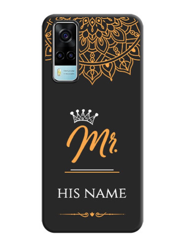 Custom Mr Name with Floral Design  on Personalised Space Black Soft Matte Cases - Vivo Y53s