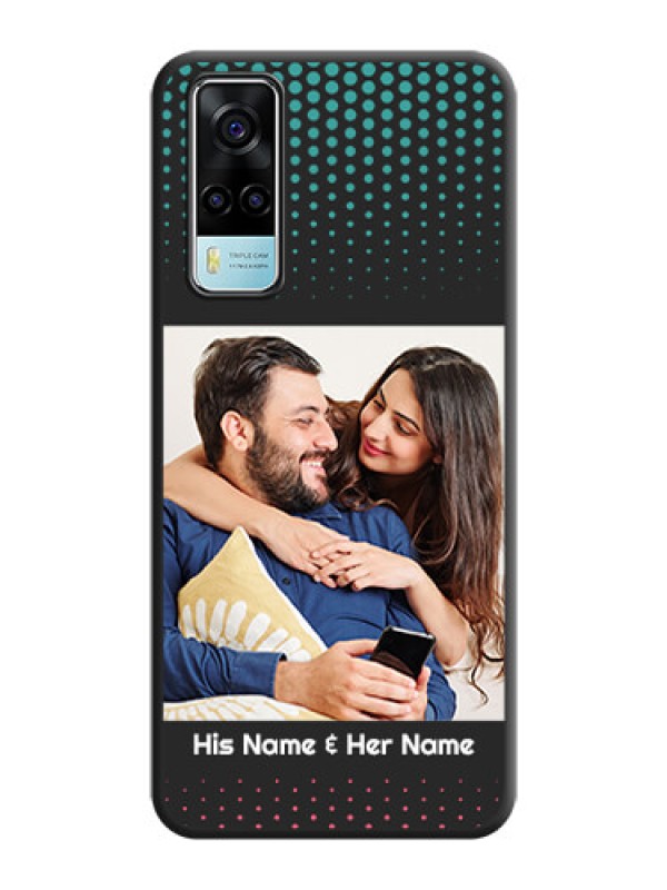 Custom Faded Dots with Grunge Photo Frame and Text on Space Black Custom Soft Matte Phone Cases - Vivo Y53s