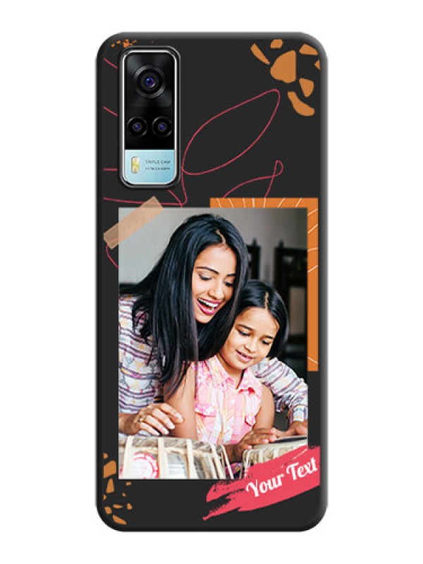 Custom Orange Photo Frame on Space Black Custom Soft Matte Phone Back Cover - Vivo Y53s