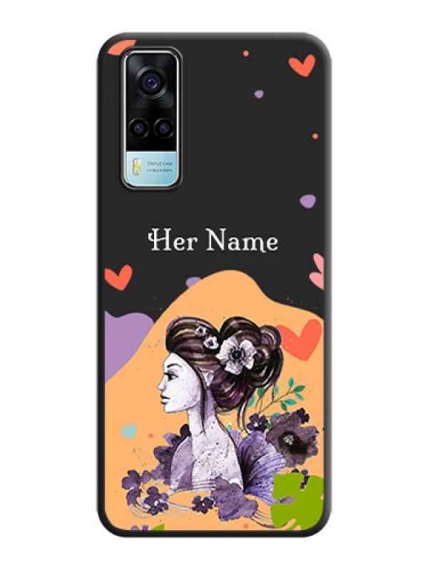 Custom Namecase For Her With Fancy Lady Image On Space Black Personalized Soft Matte Phone Covers -Vivo Y53S