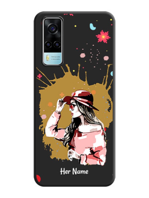 Custom Mordern Lady With Color Splash Background With Custom Text On Space Black Personalized Soft Matte Phone Covers -Vivo Y53S