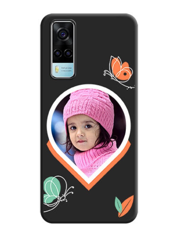 Custom Upload Pic With Simple Butterly Design On Space Black Personalized Soft Matte Phone Covers -Vivo Y53S