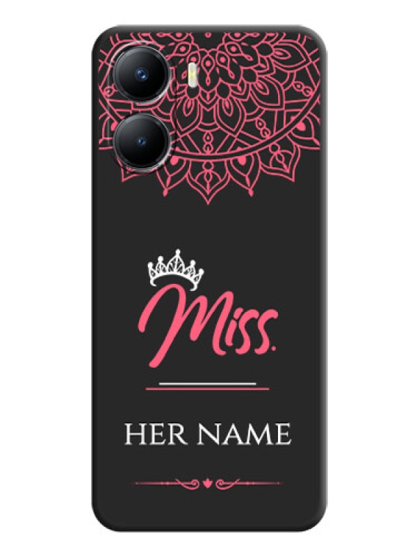 Custom Mrs Name with Floral Design on Space Black Personalized Soft Matte Phone Covers - Vivo Y56 5G