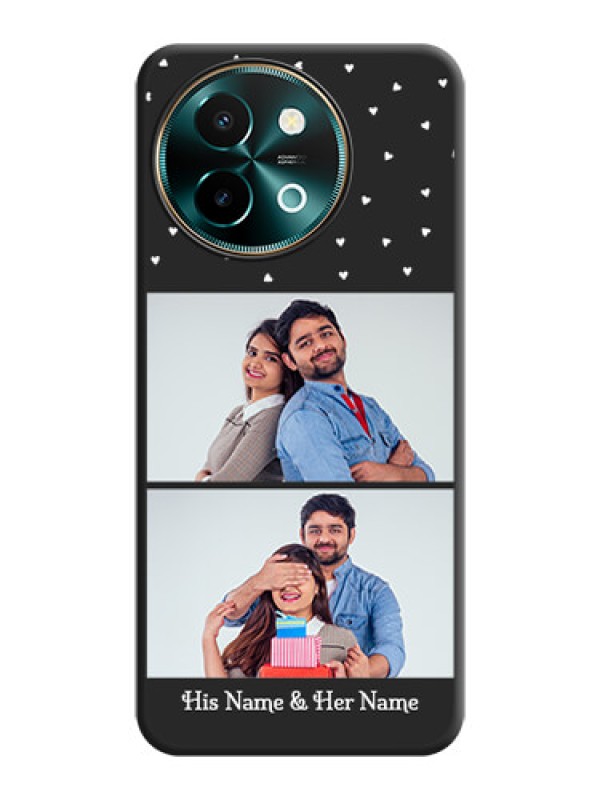 Custom Miniature Love Symbols with Name On Space Black Custom Soft Matte Mobile Back Cover - Vivo Y58 5G