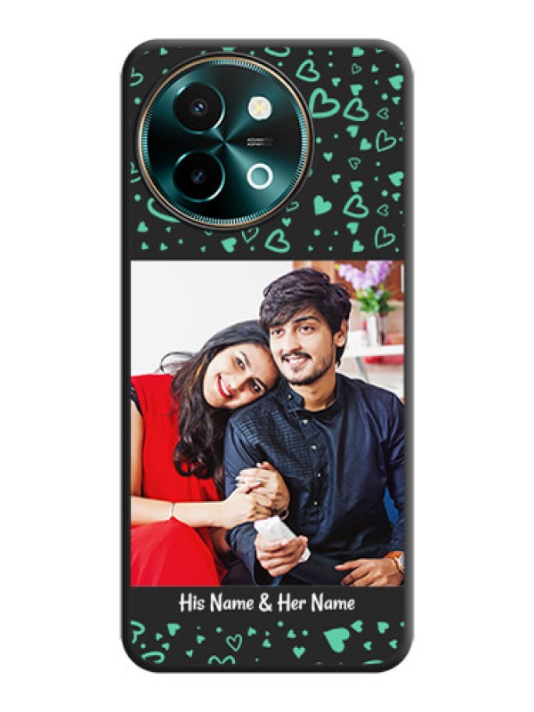 Custom Sea Green Indefinite Love Pattern on Photo On Space Black Custom Soft Matte Mobile Back Cover - Vivo Y58 5G