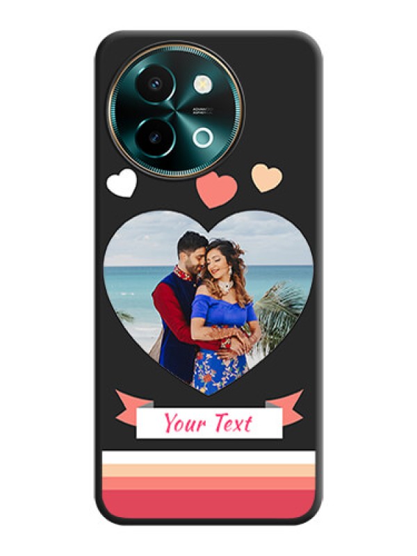 Custom Love Shaped Photo with Colorful Stripes On Space Black Custom Soft Matte Mobile Back Cover - Vivo Y58 5G