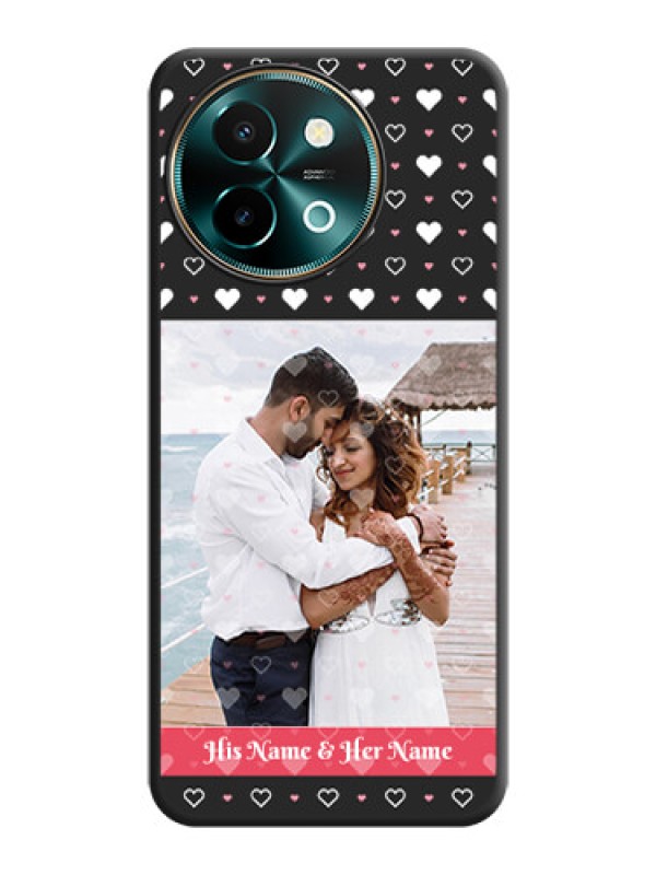 Custom White Color Love Symbols with Text Design on Photo On Space Black Custom Soft Matte Mobile Back Cover - Vivo Y58 5G