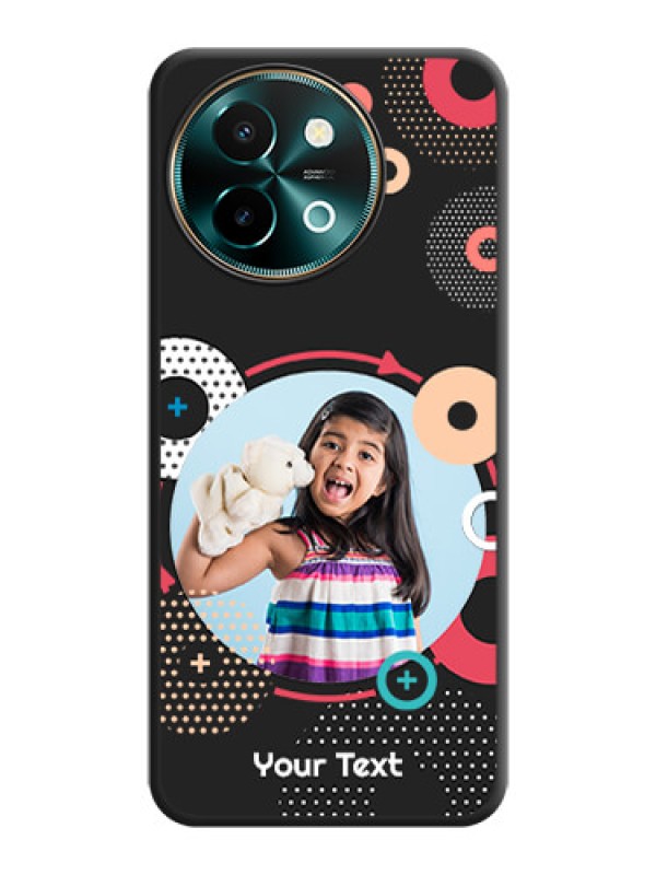 Custom Multicoloured Round Image On Space Black Custom Soft Matte Mobile Back Cover - Vivo Y58 5G