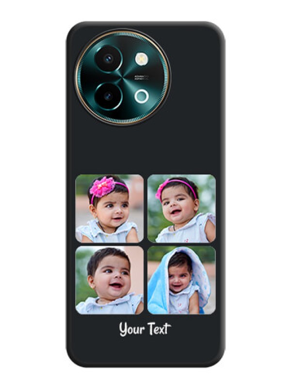 Custom Floral Art with 6 Image Holder on Photo On Space Black Custom Soft Matte Mobile Back Cover - Vivo Y58 5G