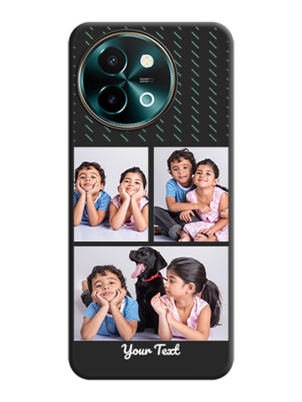 Custom Cross Dotted Pattern with 2 Image Holder On Space Black Custom Soft Matte Mobile Back Cover - Vivo Y58 5G