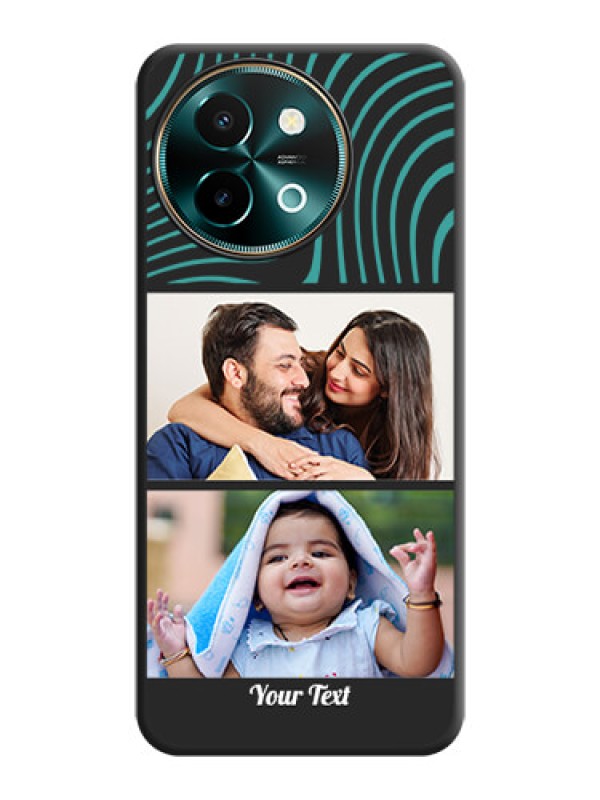 Custom Wave Pattern with 2 Image Holder On Space Black Custom Soft Matte Mobile Back Cover - Vivo Y58 5G