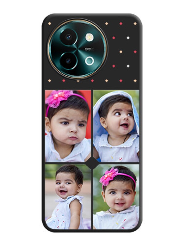 Custom Multicolor Dotted Pattern with 4 Image Holder On Space Black Custom Soft Matte Mobile Back Cover - Vivo Y58 5G