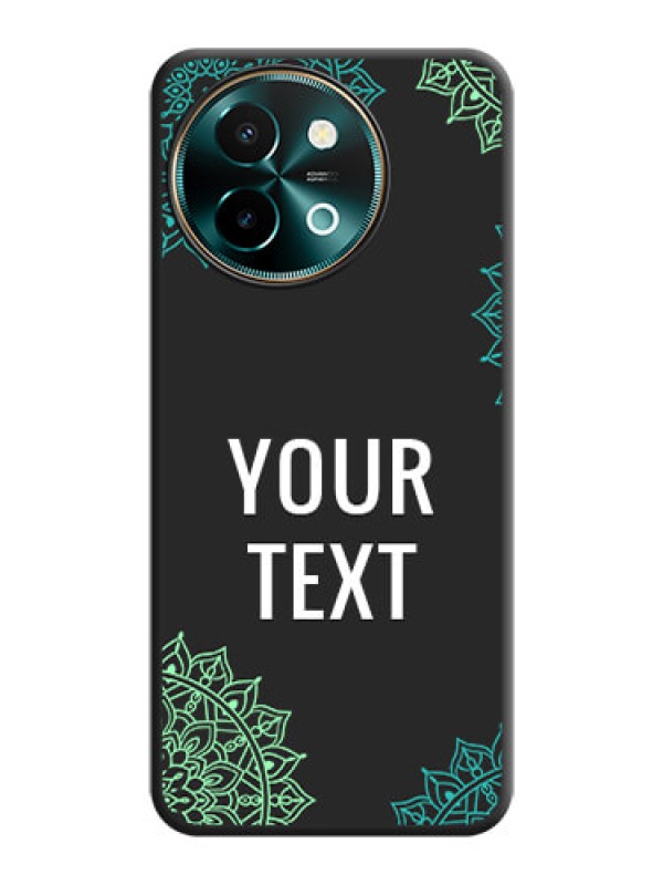 Custom Your Name with Floral Design On Space Black Custom Soft Matte Mobile Back Cover - Vivo Y58 5G