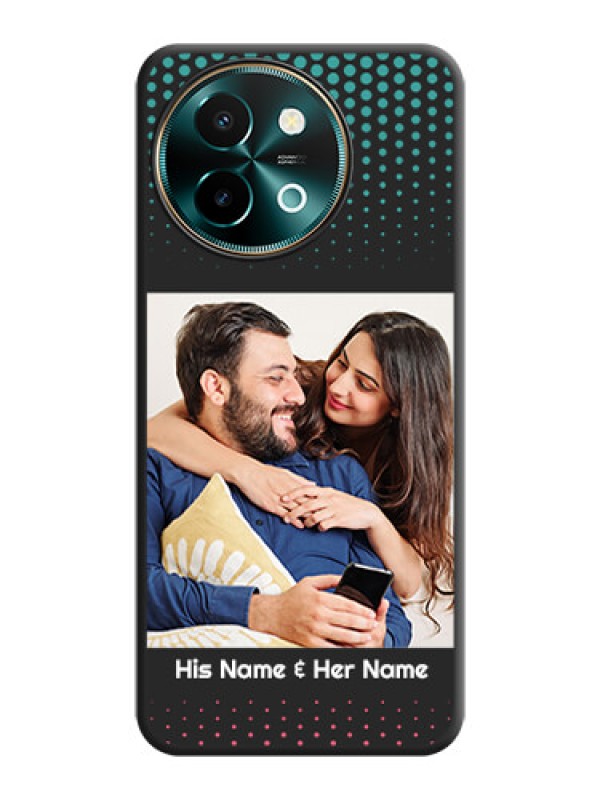 Custom Faded Dots with Grunge Photo Frame and Text On Space Black Custom Soft Matte Mobile Back Cover - Vivo Y58 5G